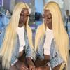 HD Transparent Lace Front Human Hair Wig, Blonde Brazilian Hair, 13x4 Lace Frontal, #613, Long Straight with Baby Hair view 3