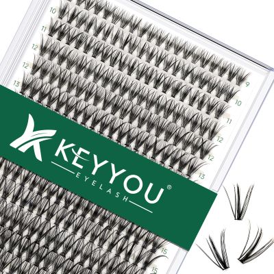 KEYYOU 300-Piece 30D C-Curl Cluster Lashes, 8–16 mm Mixed Lengths