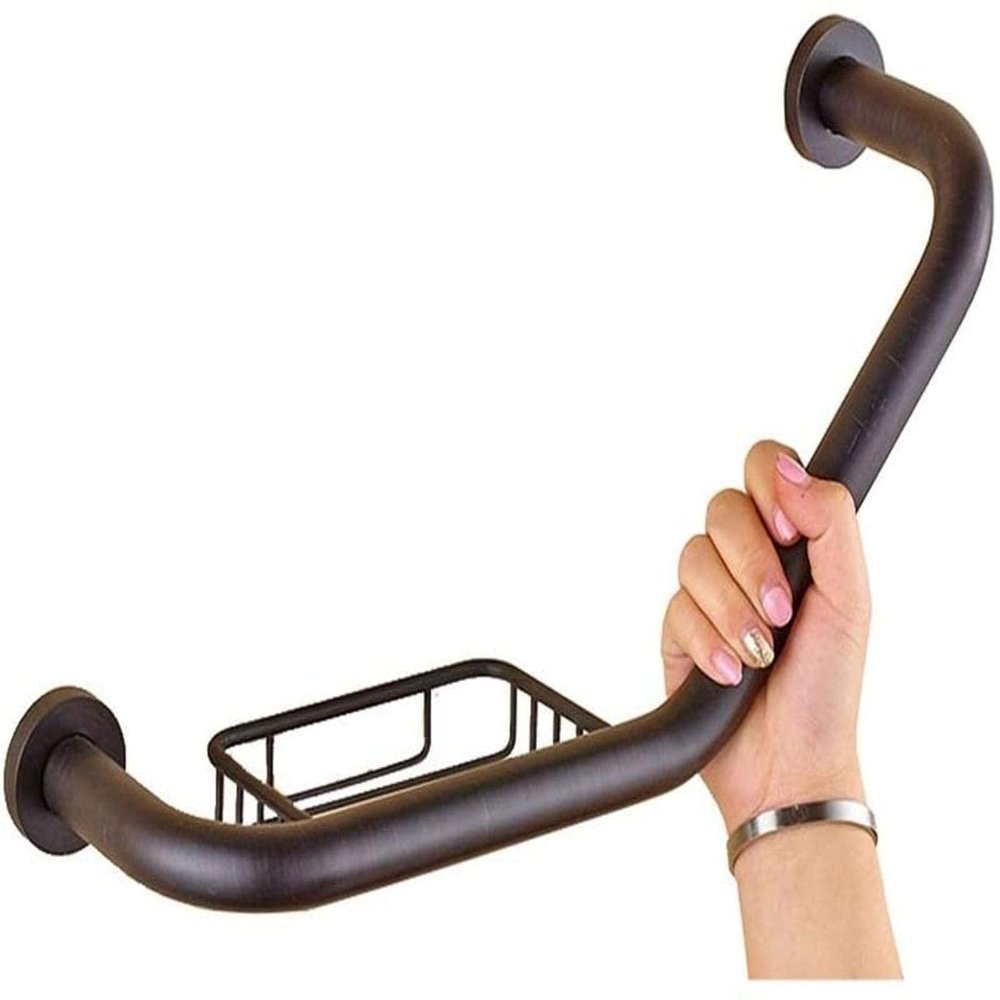 KANBUN Wall-Mounted Safety Grab Bar with Towel and Soap Holder, Non-Slip Bathroom Support Rail (Color #1)
