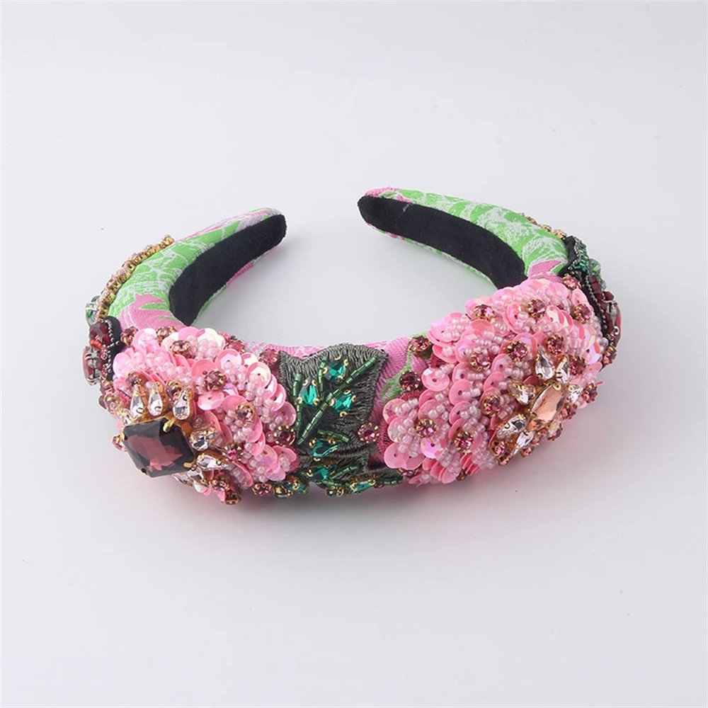 KASUK Women's Fashion Sponge-Inserted Rhinestone Leaf Headband for Prom, Parties, and Bridal Wear (Color: A)
