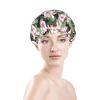 Pink Floral and Camouflage Reusable Elastic Waterproof Shower Cap for Women and Girls view 3