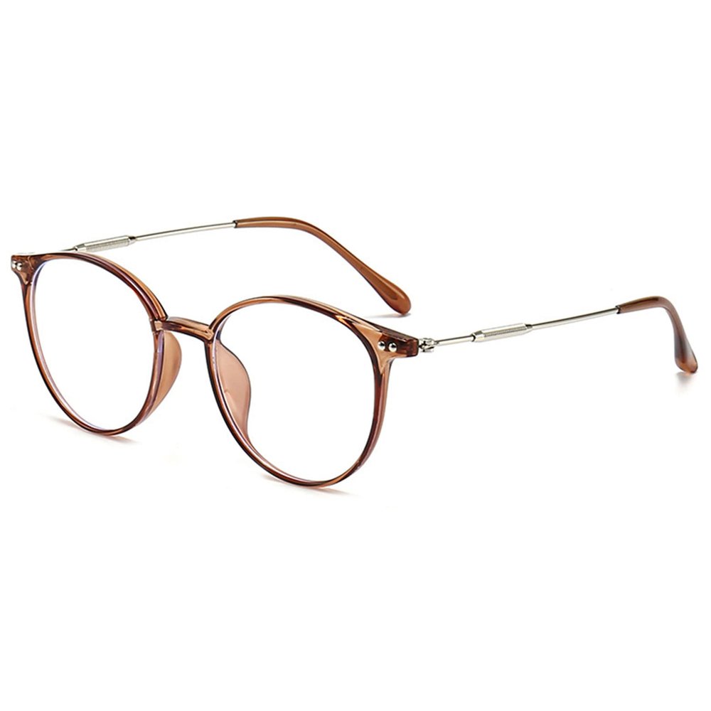 Lanomi Round Blue-Light-Filtering Reading Glasses, Clear Brown, +2.0