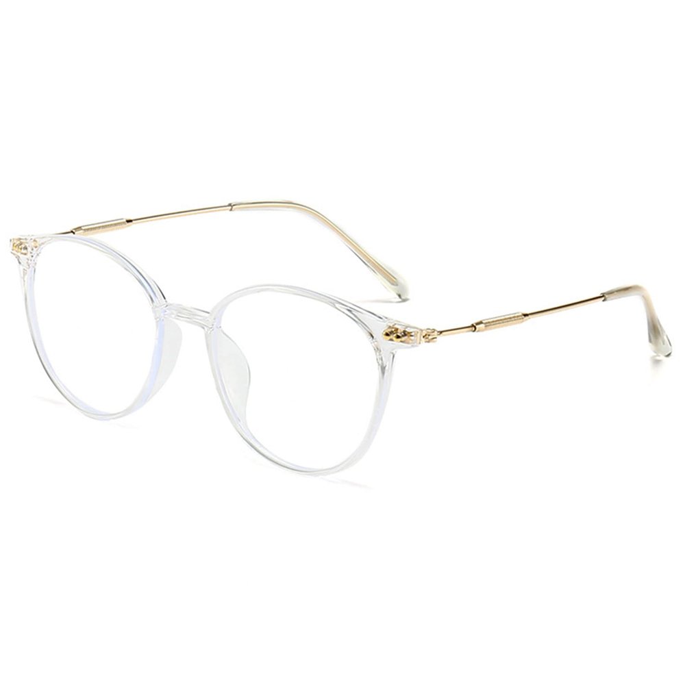 Lanomi Round Reading Glasses with Blue Light Filter, UV400 Protection, Clear Oval Frame, 1.5