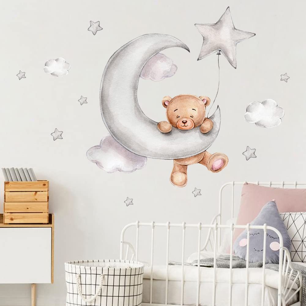 HAVLOC Moon, Clouds & Stars Wall Stickers for Baby and Kids' Rooms
