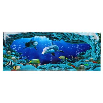Alvinlite PVC Aquarium Background Sticker, Ocean World, 24 x 11.8 in