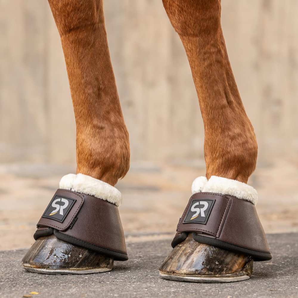 SUNRIDE Bell Boots with Fleece, 2-Pack, Brown - M (Small Horse)