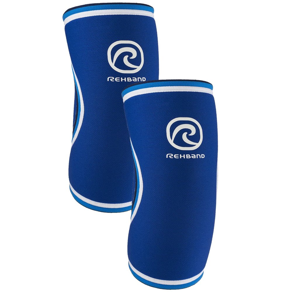 Rehband Rx Elbow Support for Strength Training, 5 mm Neoprene, Blue - Pair, Size S
