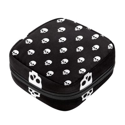 Sanitary Pad Storage Bag, Day of the Dead Skull, White Pattern