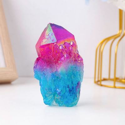 WGPHD Meditation at Home Natural Colorful Crystal Cluster Aura-Colored Quartz Cluster Coating Colorful Mineral Specimen Healing Decorations (Size: 200–250 g)