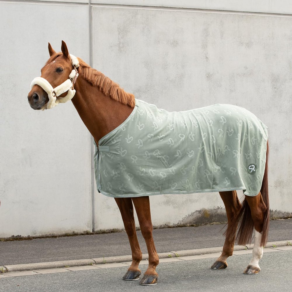 SUNRIDE Wellington Fleece Horse Cooler Blanket, 280 g/m², Quick-Drying, Lightweight, Olive, 165 cm