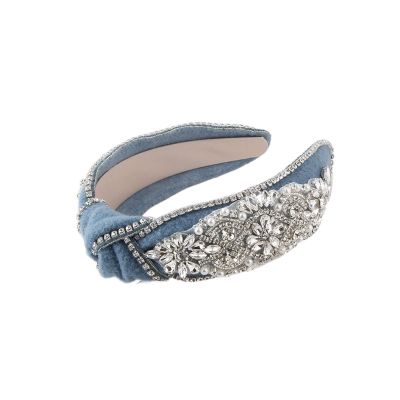 KASUK Flannel Baroque Rhinestone Pearl Headband for Women, Bridal and Prom (Color: D)