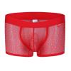 Men's Mesh Boxer Briefs, Sheer Sexy Underwear, Soft Thong, Party Clubwear, Red, S view 2