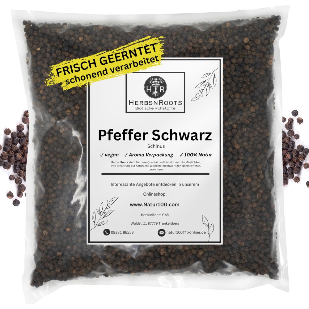 Whole Black Pepper 500 g “Digestion” — First Choice, Intense Flavor — HerbsnRoots