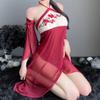 QNCLO Women's Sexy Cosplay Cheongsam and Geisha Dance Lingerie, Red, One Size view 3