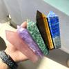 ALLZZY 1PC Natural Crystal Stone Healing Quartz Crystal Point Wand Gemstone Gift for Men (Color: Rainbow Fluorite-01) view 2