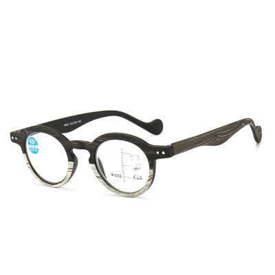 EDGUN Progressive Multifocal Reading Glasses with Blue-Light Blocking, Black Wood-Grain Frame, +1.5