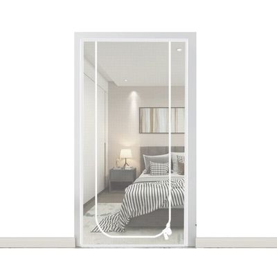 Pet-Proof Screen Door Mesh Curtain with Zipper, White, 120 x 2