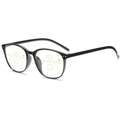 Lanomi Progressive Multifocal Reading Glasses with Blue-Light Filter, UV400 Protection, Black, +1.00 to +4.00 Diopters