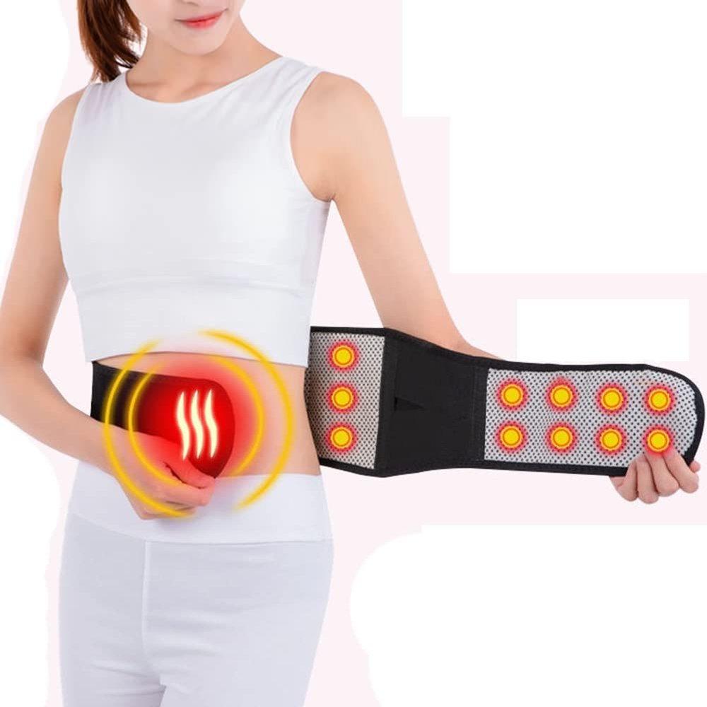 ZFF Self-Heating Elastic Back Brace, Adjustable Lumbar Support Belt, Black, XL