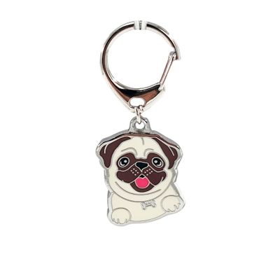 BT Bear Pug Dog ID Tag Keychain