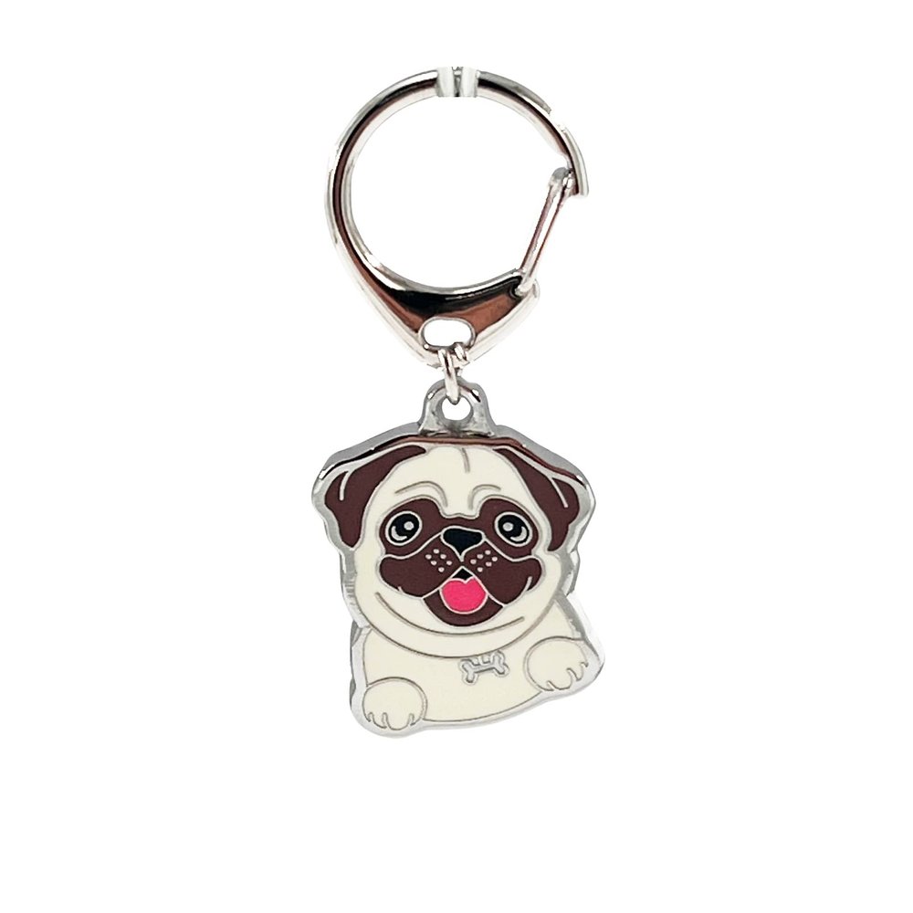 BT Bear Pug Dog ID Tag Keychain
