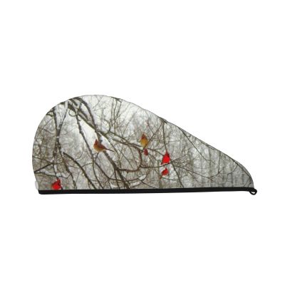 ASEELO Birch Trees Double-Layer Coral Fleece Hair-Drying Cap
