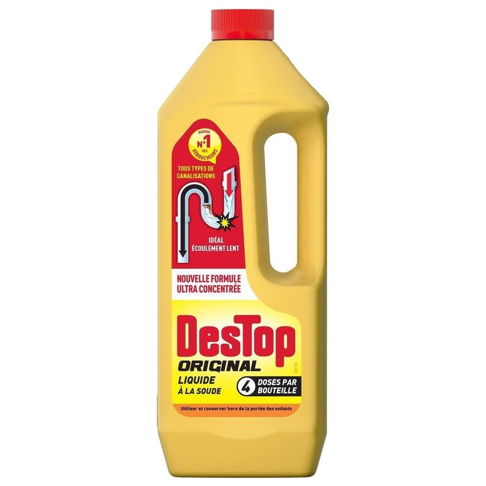 DESTOP Liquid Drain Cleaner, Original, 4 Bottles, 950 mL, Unscented, Suitable for All Types of Drains