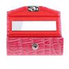 Rose Red Leather Lipstick Case with Mirror view 4