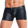 WEITING Men's Sexy Crotchless Shiny Leather Shorts with Zipper, Black, S view 1