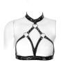 WEITING Women's Sexy Shiny Leather Bra Cutout Wet Latex Top Adjustable Backless Halter Metal Studs - Bust, L view 2