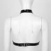 WEITING Women's Sexy Shiny Leather Bra Cutout Wet Latex Top Adjustable Backless Halter Metal Studs - Bust, L view 3