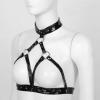 WEITING Women's Sexy Shiny Leather Bra Cutout Wet Latex Top Adjustable Backless Halter Metal Studs - Bust, L view 4