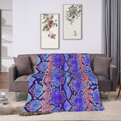 Lsjuee Snake-Skin Pattern Fleece Blanket, Ultra-Soft Cozy Microfleece, 203.4 x 152.4 cm
