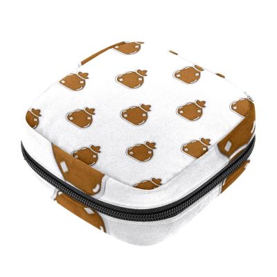 Portable Period Product Storage Bag with Zipper, Christmas Cookie Pattern