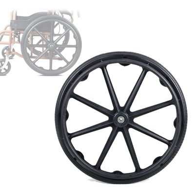 24-Inch Wheelchair Rear Wheel Replacement, Solid Non-Pneumatic Tire, 12 mm (1/2-Inch) Bearing, Black, 1 Pc