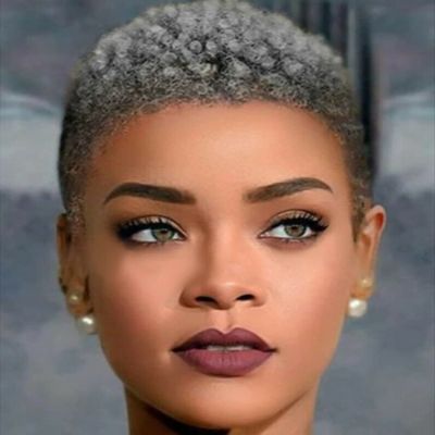 Short Afro Curly Pixie Wig for Black Women, 150% Density, 4-Inch Gray