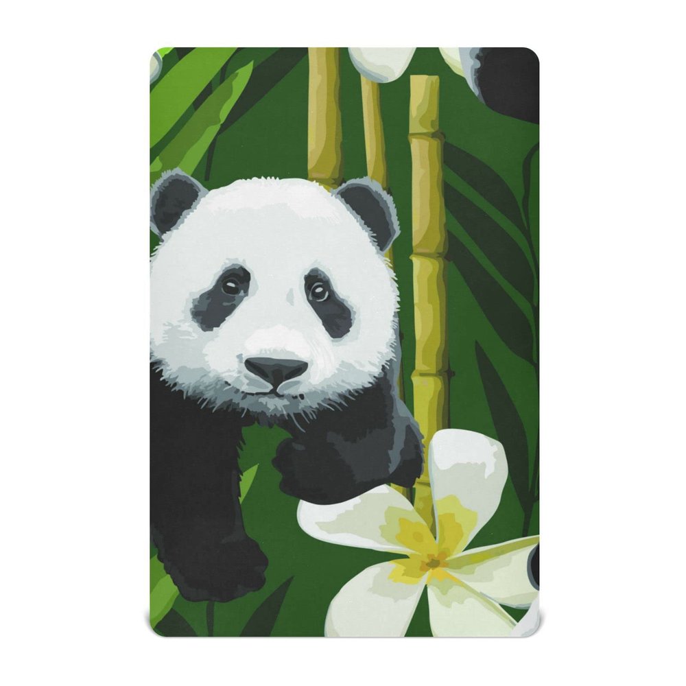 YOUJUNER Fitted Sheet for Baby and Toddler Beds, Floral Panda Pattern, Soft, Breathable, Easy-Care