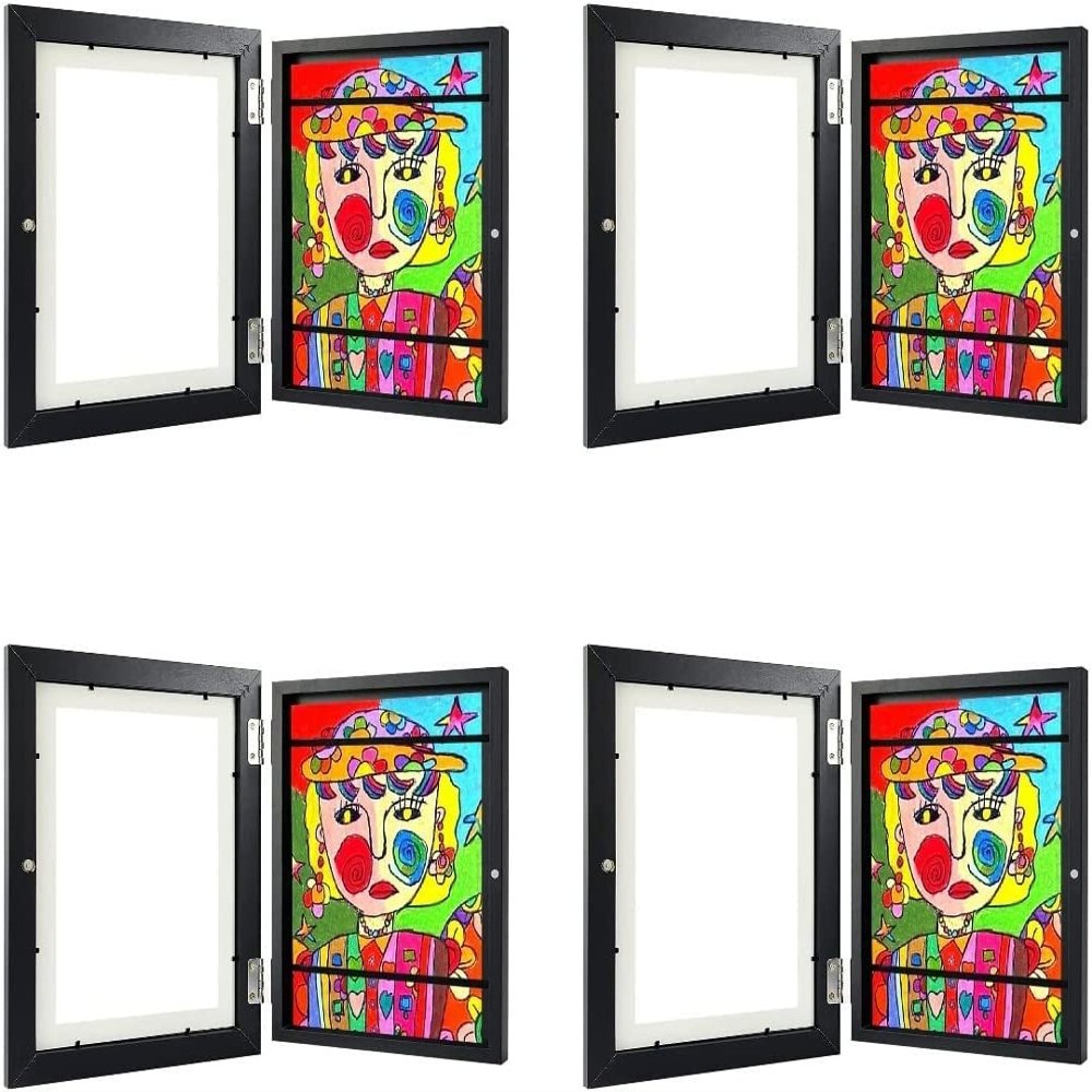 Kcolic Kids Art Frame with Front Opening, A4 Acrylic Frame for Children's Drawings, Holds 50–150 Pictures, Interchangeable, B,4