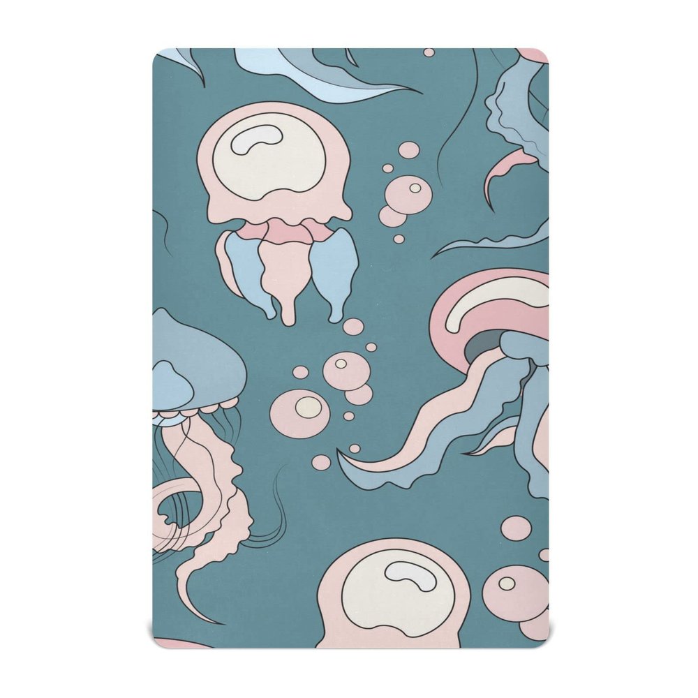 YOUJUNER Fitted Sheet for Baby and Children's Beds, Abstract Sea Animal Design