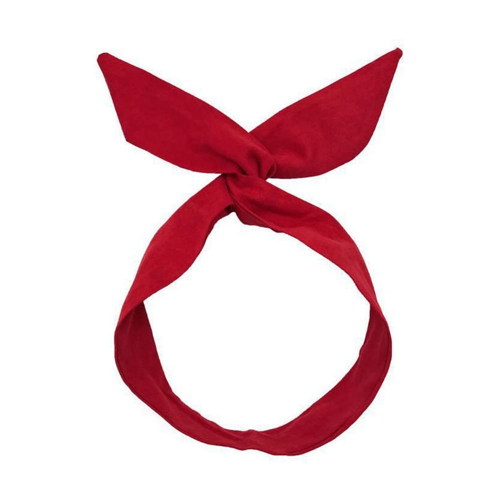 SHTGOI Flexible Vintage Wired Rabbit-Ear Headband – Red