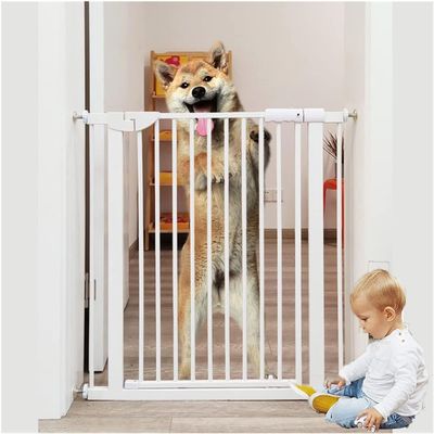 Samnuerly Dog Safety Gate, 80 cm High, Magnetic Latch, Pressure-Mounted, 111–117 cm