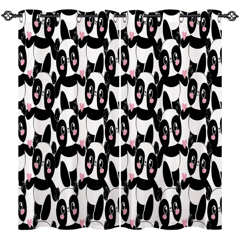 ANHOPE Cartoon Panda Blackout Curtains with Grommets, Thermal Curtains for Boys' and Girls' Bedrooms and Living Rooms, 2-Pack, H 138 x W 117 cm