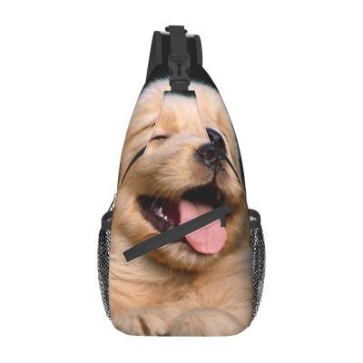 Island Of Cuba Unisex Casual Sling Chest Bag, Multi-Purpose Shoulder Bag, Travel Hiking Daypack, Golden Retriever Design, One Size