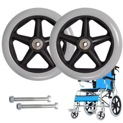 Front Wheels for Rollators and Wheelchairs, Black/Gray, 6/7/8 in