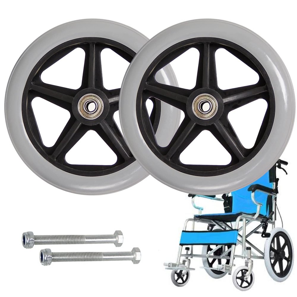 Front Wheels for Rollators and Wheelchairs, Black/Gray, 6/7/8 in