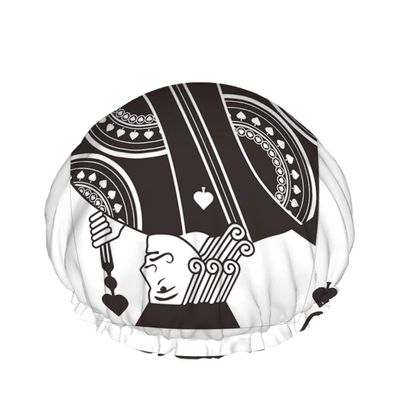 Poker Shower Cap, Black Jack of Spades, Waterproof Double-Layer Cap for All Hair Lengths and Thicknesses