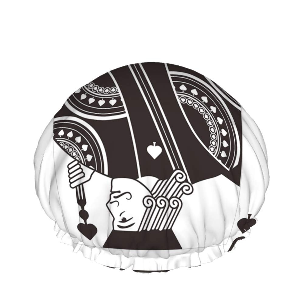 Poker Shower Cap, Black Jack of Spades, Waterproof Double-Layer Cap for All Hair Lengths and Thicknesses