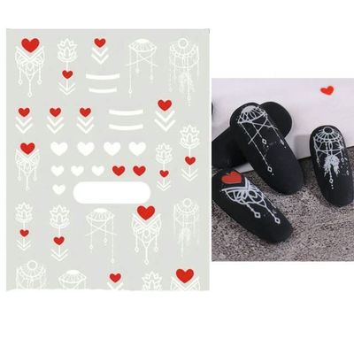 White and Black Leaf Nail Stickers, Summer Small Flower 3D Nail Art Decorations, Self-Adhesive Slider Manicure Tattoo Tool - CS121-STZ-CS137