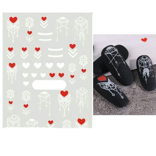 White and Black Leaf Nail Stickers, Summer Small Flower 3D Nail Art Decorations, Self-Adhesive Slider Manicure Tattoo Tool - CS121-STZ-CS137