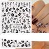White and Black Leaf Nail Stickers, Summer Small Flower 3D Nail Art Decorations, Self-Adhesive Slider Manicure Tattoo Tool - CS121-STZ-CS137 view 2